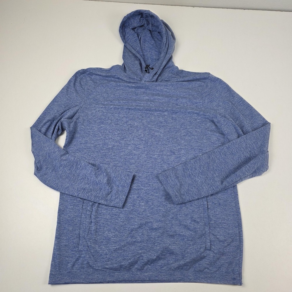 01.ALGO Hoodie Mens Medium Blue Lightweight Performance Pullover Running Top